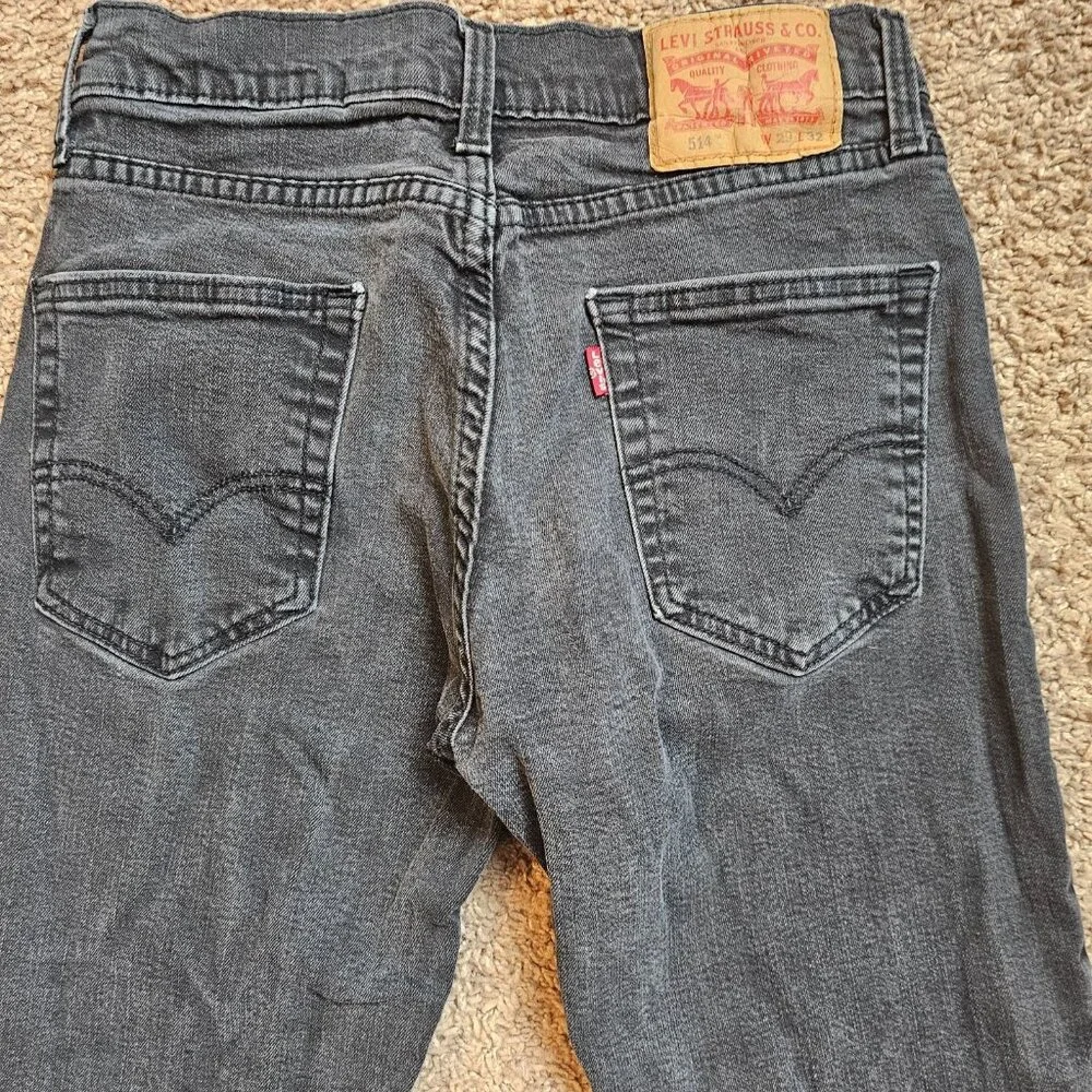 Levis 514 Jeans Mens Tag 29x32 Fit 28x29 Black Straight Denim Dark Wash Stretch - Picture 11 of 13